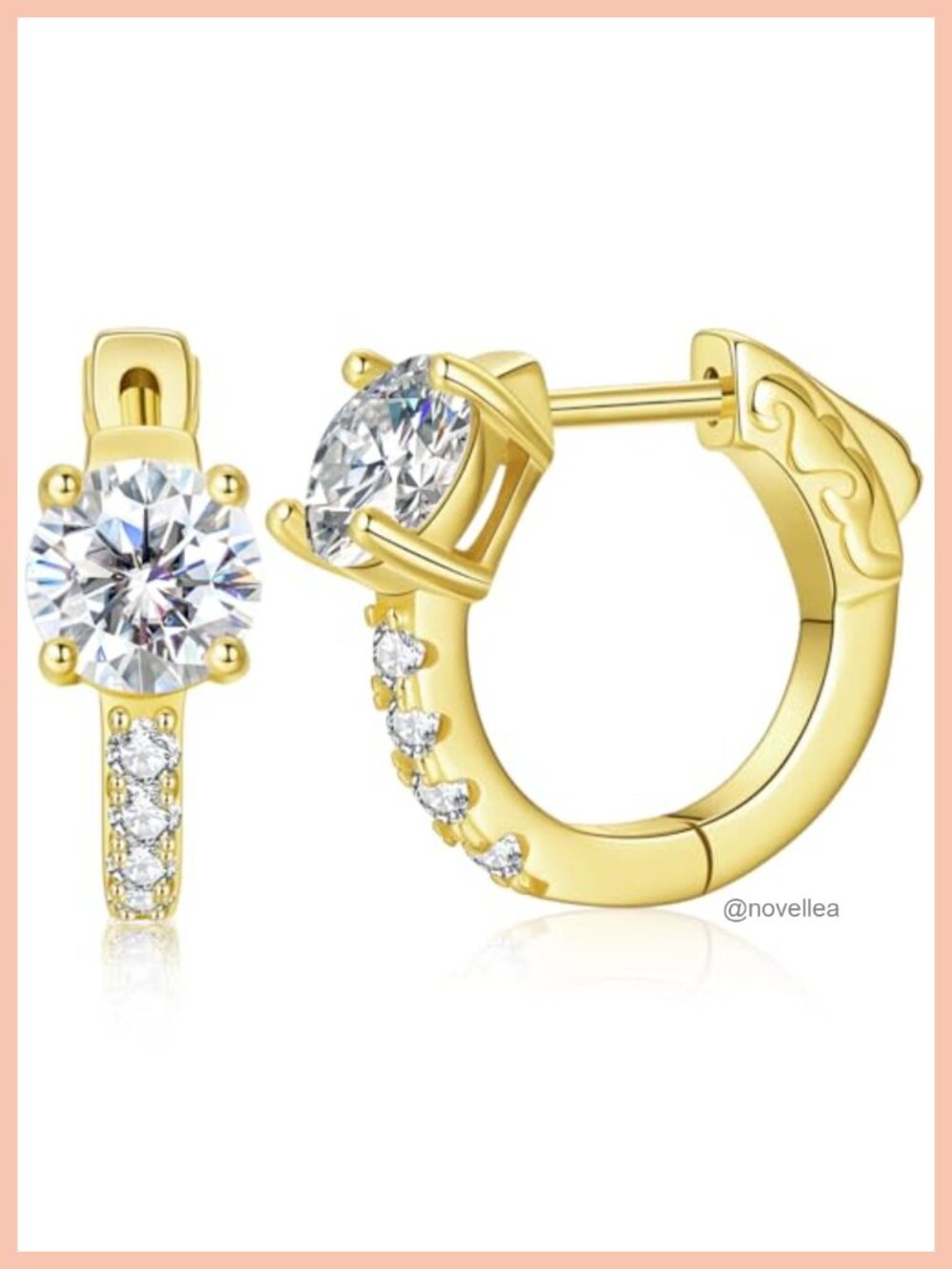 2CT Moissanite Gold Plated Huggie Hoop Earrings Women